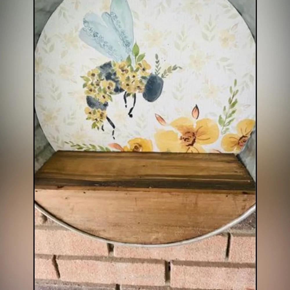 *Home Sweet Home Circular Bee Shelf Galvanized Metal and Wood
